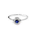 Anillo Flor Circón Azul Plata Fina 925 3