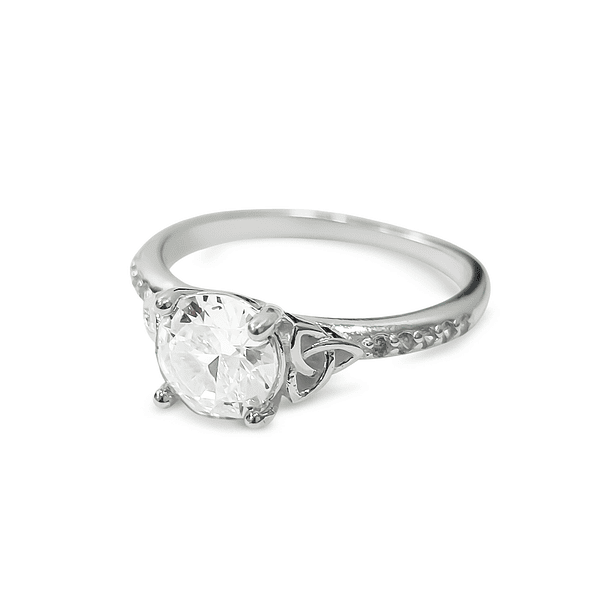 Anillo Circón Blanco Triqueta Plata Fin 925
