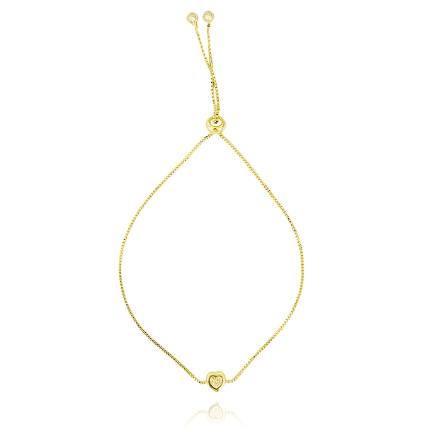 Pulsera Corazón Circón Veneciana Enchapado Oro 18K Ajustable