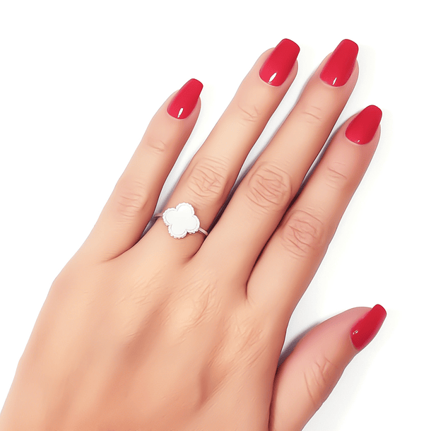 Anillo Trébol Nácar Plata Fina 925