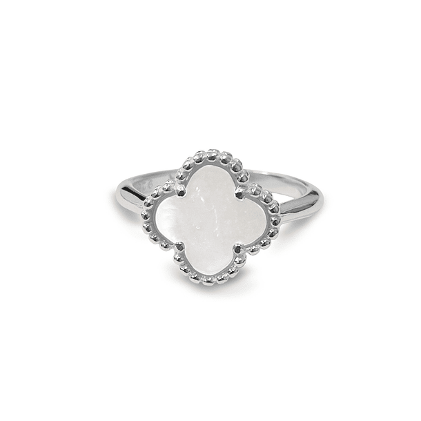 Anillo Trébol Nácar Plata Fina 925 3