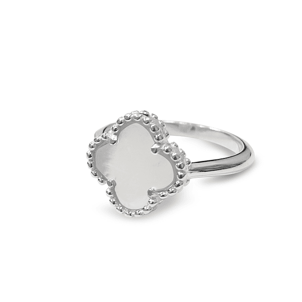 Anillo Trébol Nácar Plata Fina 925
