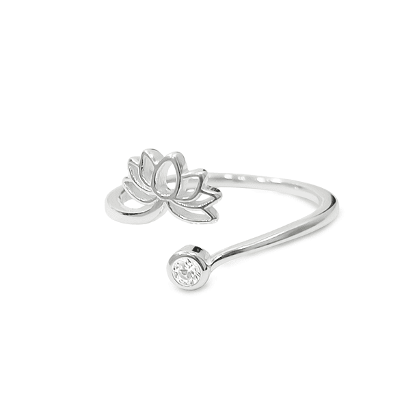 Anillo Flor De Loto Punto De Luz Plata Fina 925 3