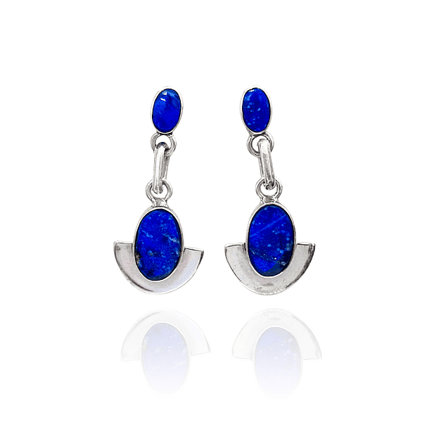 Aros Lapislázuli Ovalado Colgante Plata Fina 950