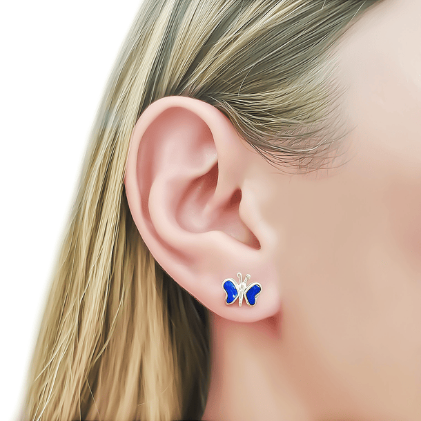 Aros Mariposa Lapislázuli Plata Fina 950 