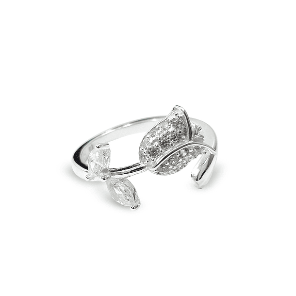 Anillo Tulipán Circón Blanco Plata fina 925