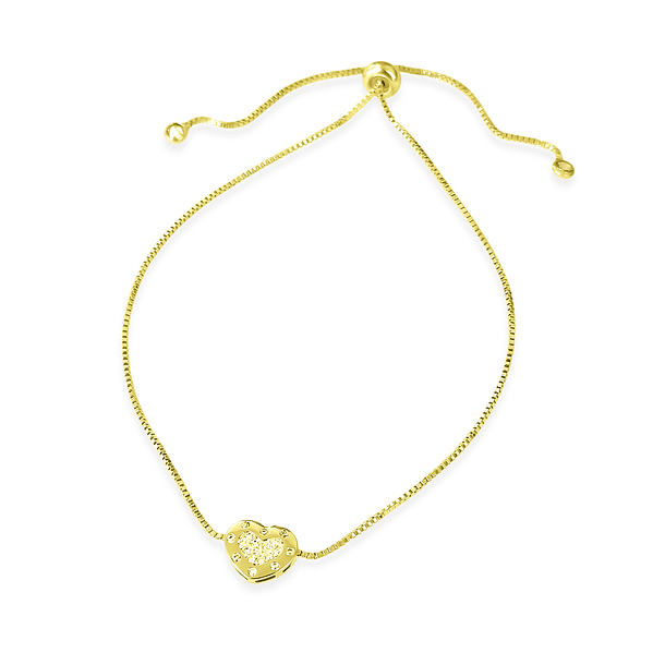 Pulsera Corazón Circón Borde Enchapado Oro 18K 3