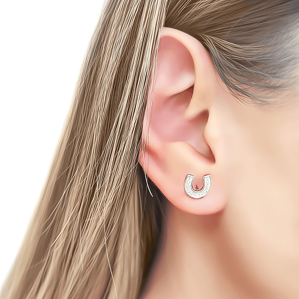Aros Herradura Circón Plata Fina 925