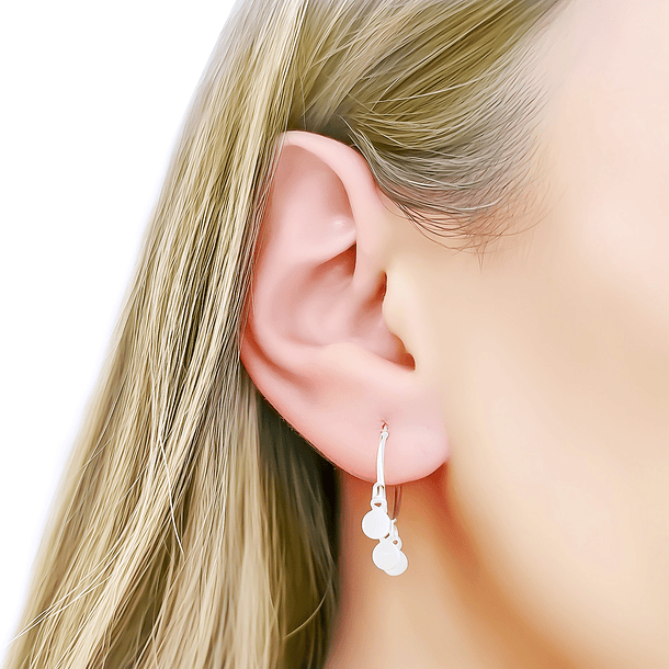 Aros Argolla 3 Círculos Colgantes Plata Fina 925