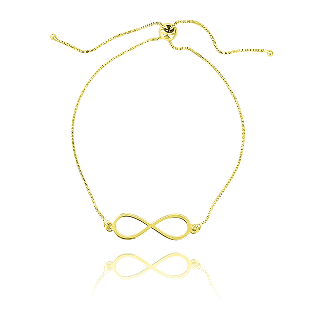 Pulsera Infinito Fino Liso Enchapado Oro 18K Ajustable