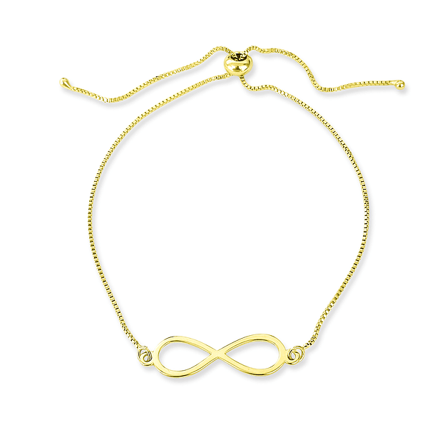 Pulsera Infinito Fino Liso Enchapado Oro 18K Ajustable 3