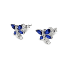 Aros Mariposa Circón Azul Plata Fina 925 3