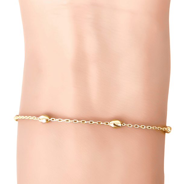 Pulsera 6 Melones Eslabón Limado Enchapado Oro 18K