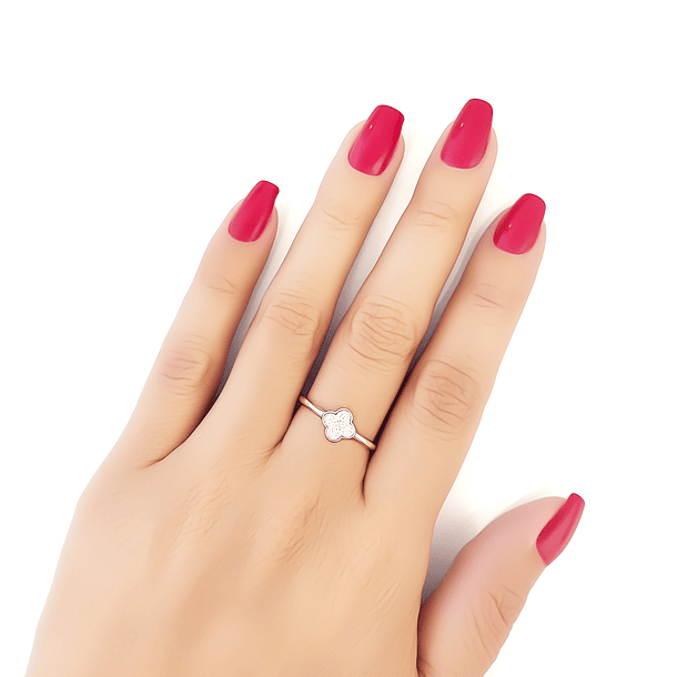 Anillo Trébol Circón Plata Fina 925