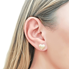 Aros Corazón Estriado 11mm Enchapado Oro 18K 2