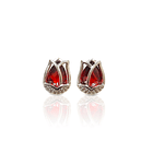 Aros Tulipán Circón Rojo Facetado Plata Fina 925 1