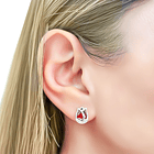 Aros Tulipán Circón Rojo Facetado Plata Fina 925 2