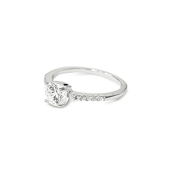 Anillo Solitario Redondo Medio Cintillo Plata Fina 925 3