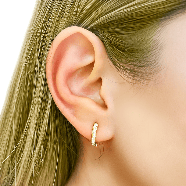 Aros Argolla 1 línea Circón 14mm Enchapado Oro 18K