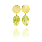 Aros Peridot Facetado Tope Redondo Enchapado Oro 18K 1