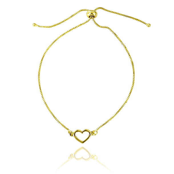 Pulsera Corazón Calado Veneciana Enchapado Oro 18K Ajustable