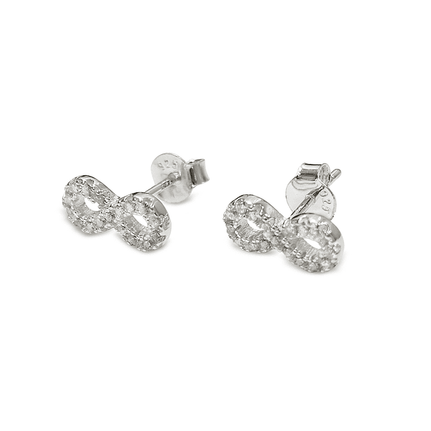 Aros Infinito Circón Mini Plata Fina 925