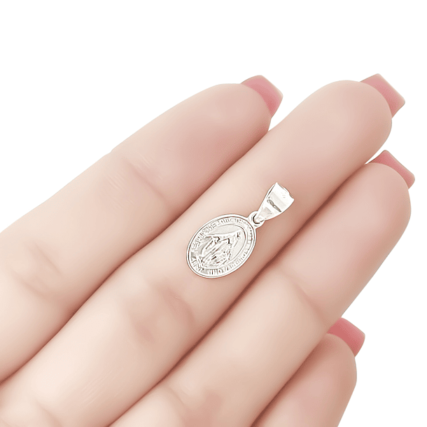 Colgante Medalla Virgen de los Rayos 8mm Plata Fina 925 2