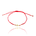 Pulsera Cruz Mini Enchapado Oro 18K Cordón Rojo Adaptable 1