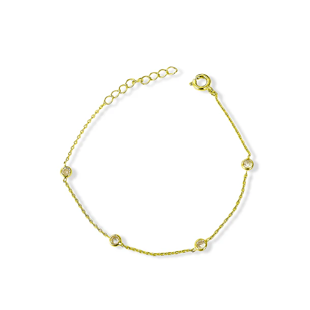 Pulsera 4 Circones Cadena Eslabón Enchapado Oro 18K 3