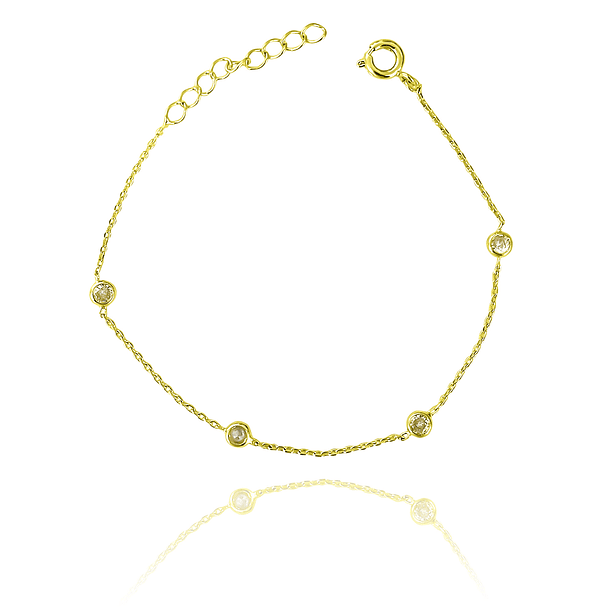 Pulsera 4 Circones Cadena Eslabón Enchapado Oro 18K