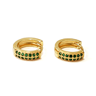 Aros Argolla 2 Líneas Circón Verde 14mm Enchapado Oro 18K 3