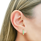 Aros Argolla 2 Líneas Circón Verde 14mm Enchapado Oro 18K 2