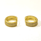 Aros Argolla 3 líneas Circón Blanco Enchapado Oro 18K 6