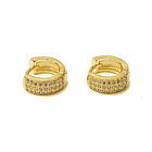 Aros Argolla 3 líneas Circón Blanco Enchapado Oro 18K 3