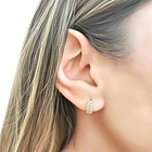 Aros Argolla 3 líneas Circón Blanco Enchapado Oro 18K 4