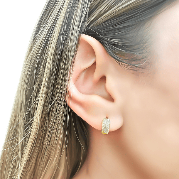 Aros Argolla 3 líneas Circón Blanco Enchapado Oro 18K 4