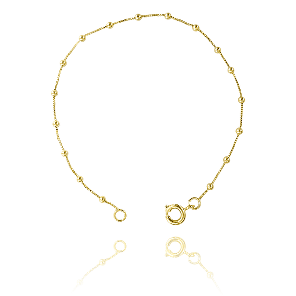 Pulsera Bolitas 2mm Veneciana Enchapado Oro 18K 3