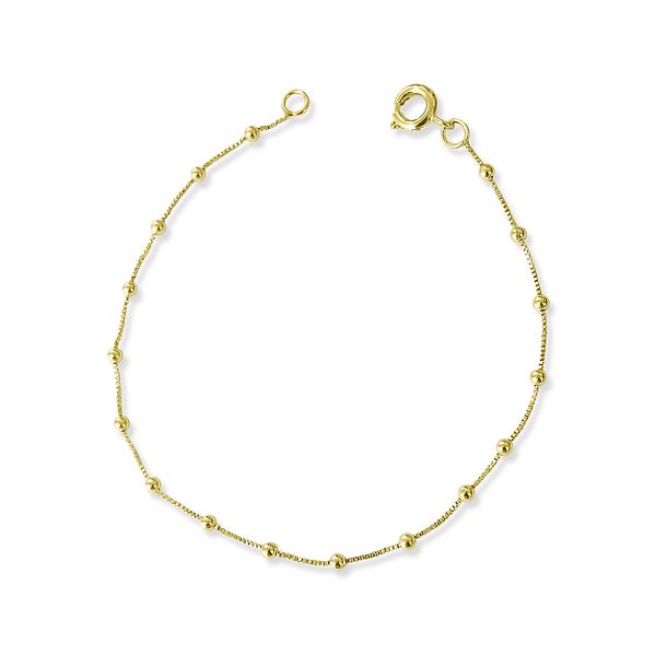 Pulsera Bolitas 2mm Veneciana Enchapado Oro 18K