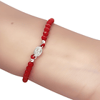 Pulsera Medalla Virgen De Los Rayos  Plata Fina 925 Cristal Cordón Rojo 2