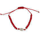 Pulsera Medalla Virgen De Guadalupe Plata Fina 925 Cristal Cordón Rojo 3