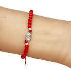 Pulsera Medalla Virgen De Guadalupe Plata Fina 925 Cristal Cordón Rojo 2