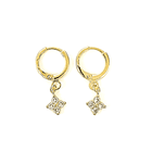 Aros Argolla Trébol Circón Blanco Enchapado Oro 18K 3