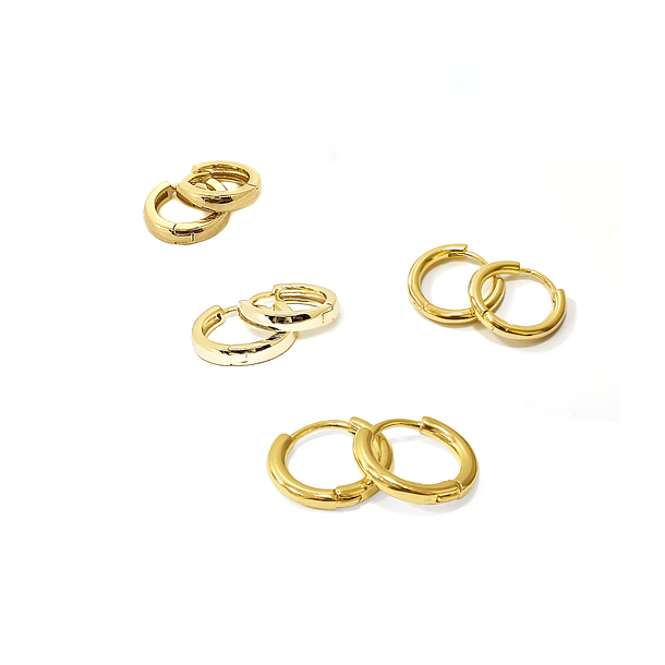 Aros Argollas Bisagra Enchapado Oro 18K
