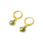 Aros Argolla Shellpearl Verde 6mm Enchapado Oro 18K 1