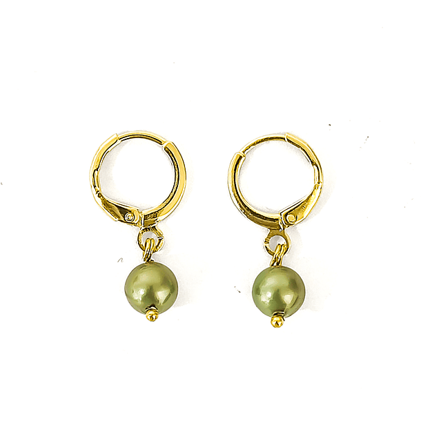 Aros Argolla Shellpearl Verde 6mm Enchapado Oro 18K 3