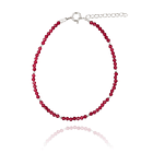 Pulsera Rubí Facetada 2mm Bolitas Plata Fina 925 1