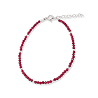 Pulsera Rubí Facetada 2mm Bolitas Plata Fina 925 3