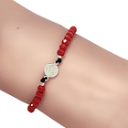 Pulsera Medalla San Benito Plata Fina 925 Cristal Cordón Negro 2