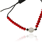 Pulsera Medalla San Benito Plata Fina 925 Cristal Cordón Negro 3