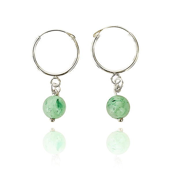 Aros argolla Jade 6mm Plata Fina 925